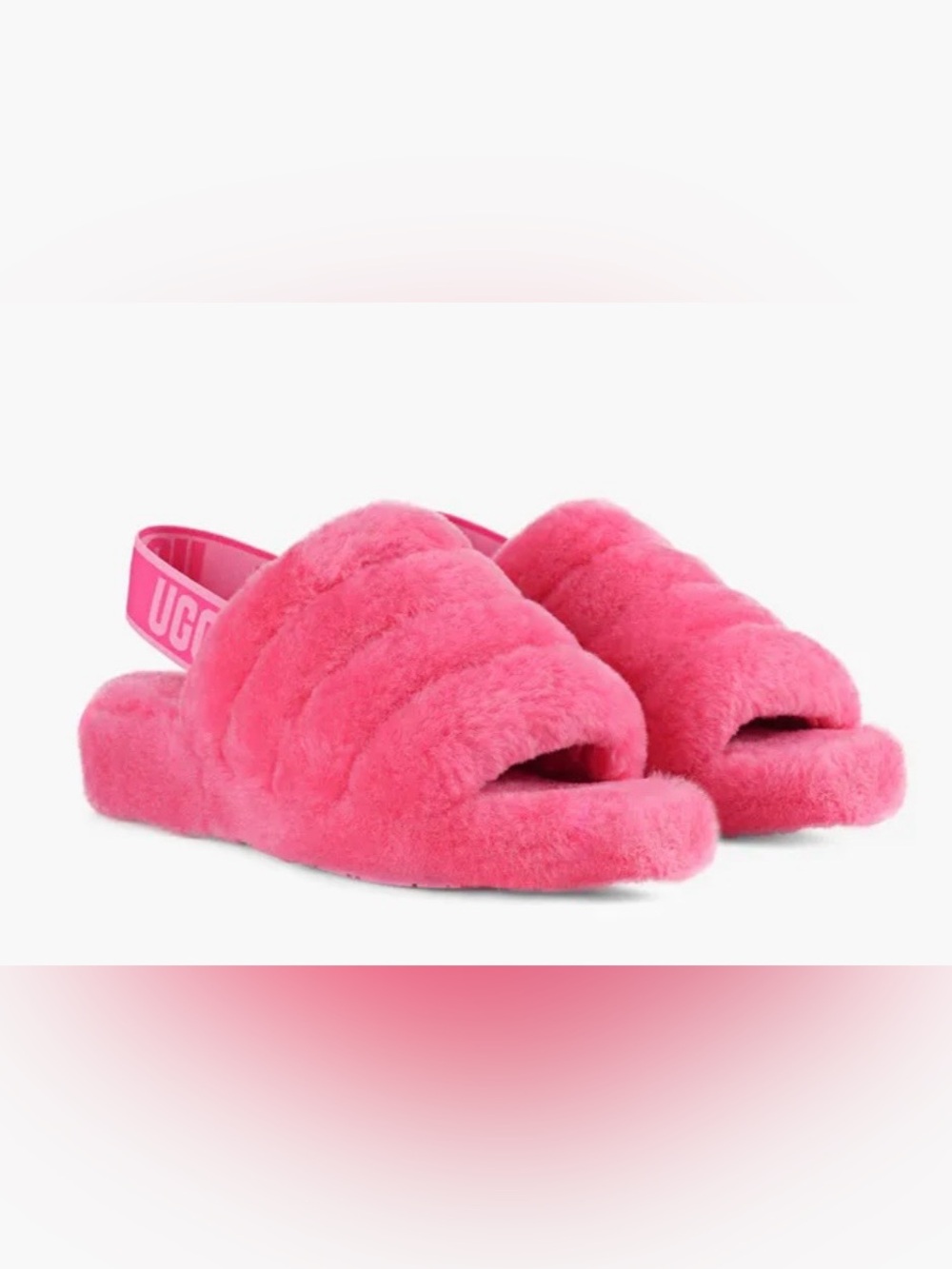 UGG Women's Hot Pink Fuzzy Open-Toe Slide Slippers